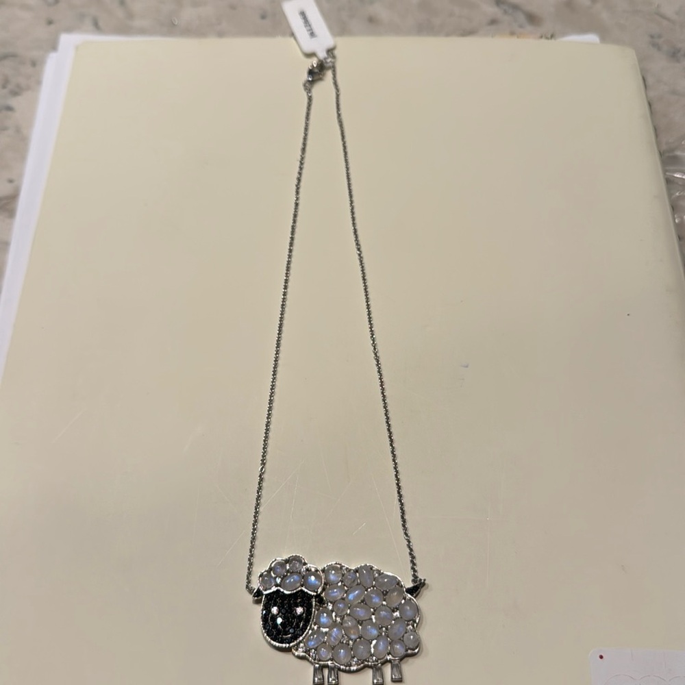 Victoria Wieck Rainbow Moonstone & Multi Gemstone Sheep Pendant w/ 18"+2" Chain